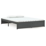 vidaXL Cadre de lit Gris Bois massif 135x190 cm Double
