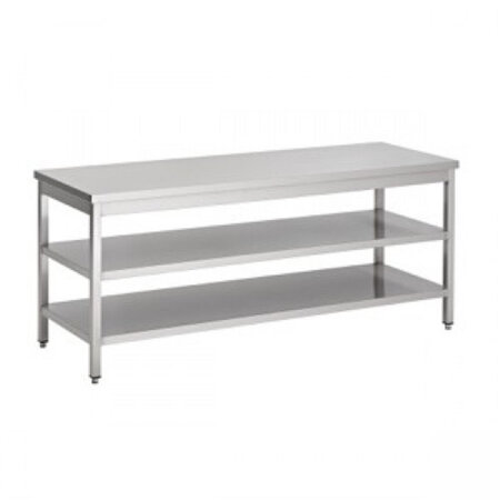 Table inox professionnelle double etagère - gamme 700 - combisteel -  - inox700x700 2000x700x900mm