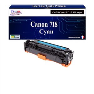 T3AZUR - Toner compatible avec Canon 718 pour Canon MF-8380CDW MF-8500 MF-8540CDN Cyan - 2 800p