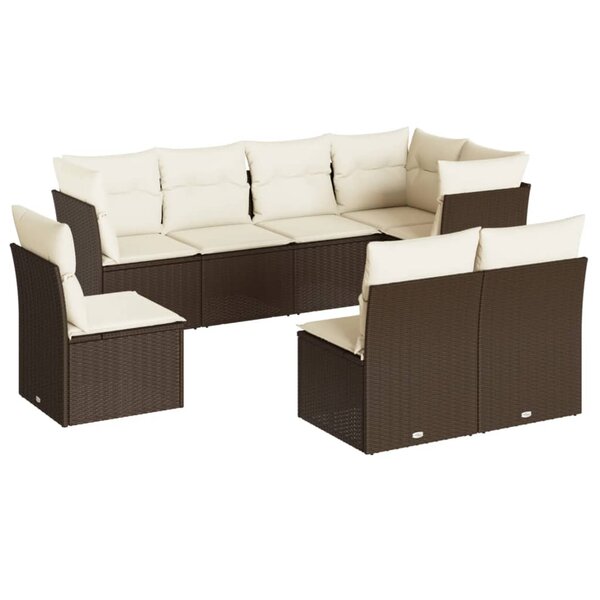 vidaXL Salon de jardin 8 Pièces avec coussins marron résine tressée