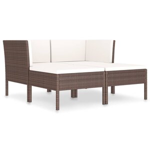 vidaXL Salon de jardin 4 Pièces avec coussins Résine tressée Marron