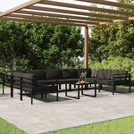 vidaXL Salon de jardin 10 Pièces avec coussins Aluminium Anthracite