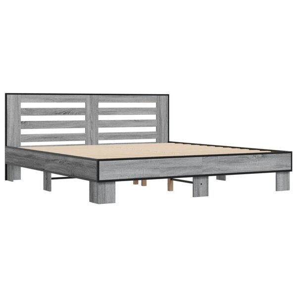 vidaXL Cadre de lit sonoma gris 200x200 cm bois d'ingénierie et métal