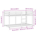 vidaXL Lit superposé avec rideaux bleu 90x200 cm bois pin massif