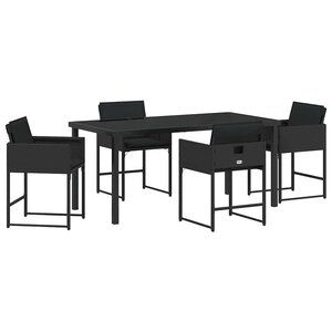 vidaXL Ensemble de salle à manger pour jardin 5 Pièces Noir polyrotin