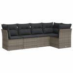 vidaXL Salon de jardin 5 Pièces avec coussins gris résine tressée
