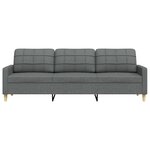 vidaXL Canapé à 3 places Gris foncé 210 cm Tissu