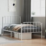 vidaXL Cadre de lit métal avec tête de lit/pied de lit blanc 100x190cm