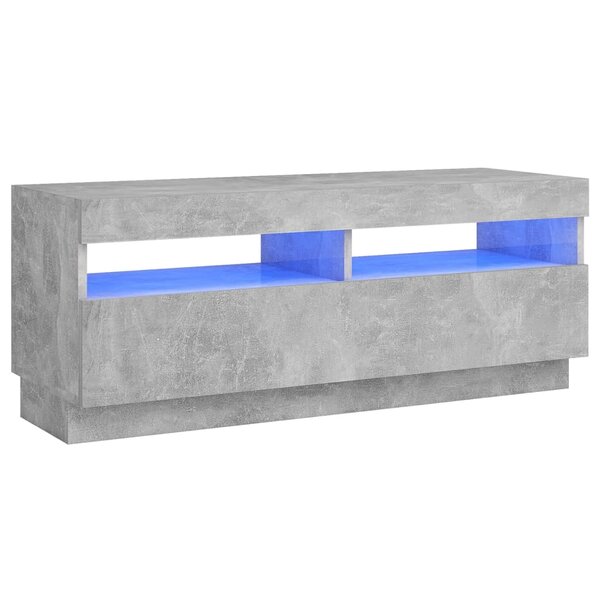 vidaXL Meuble TV avec lumières LED gris béton 100x35x40 cm