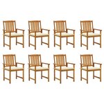 vidaXL Chaises de jardin avec coussins lot de 8 Bois d'acacia solide