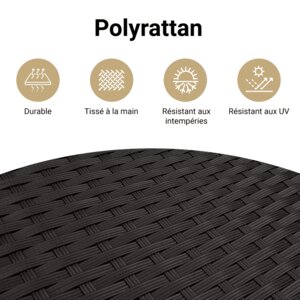 vidaXL Ensemble à manger de jardin 9Pièces coussins noir résine tressée