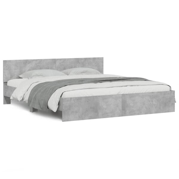vidaXL Cadre de lit avec tête de lit gris béton 160x200 cm