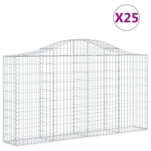 vidaXL Paniers à gabions arqués 25 Pièces 200x30x100/120 cm Fer galvanisé