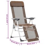 vidaXL Chaises de camping pliantes et repose-pied 2 Pièces marron