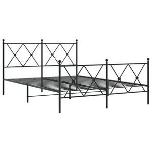 vidaXL Cadre de lit métal avec tête de lit/pied de lit noir 137x190 cm