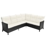 vidaXL Salon de jardin 4 Pièces avec coussins Résine tressée Noir