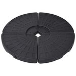 vidaXL Socle de parasol en forme d'éventail 4 Pièces Noir