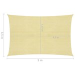 vidaXL Voile d'ombrage 160 g/m² Beige 3 5x5 m PEHD