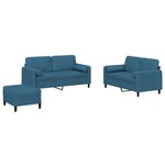 vidaXL Ensemble de canapés 3 Pièces avec coussins bleu velours