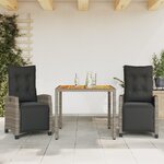 vidaXL Ensemble à manger de jardin 3 Pièces coussins gris résine tressée