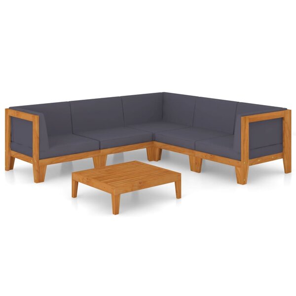 vidaXL Salon de jardin 6 Pièces avec coussins Bois d'acacia solide