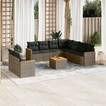vidaXL Salon de jardin avec coussins 10 Pièces gris résine tressée