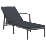 vidaXL Chaise longue de jardin avec coussin Résine tressée Gris