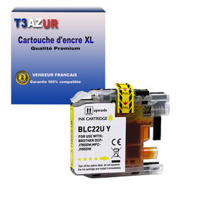T3AZUR - Cartouche compatible avec Brother DCP-J785DW MFC-J985DW LC22U XL Jaune