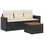 vidaXL Salon de jardin 4 Pièces avec coussins noir résine tressée