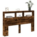 vidaXL Armoire tête de lit avec LED chêne fumé 160x17x102 cm