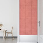 vidaXL Panneaux muraux 12 Pièces Rose 30x30 cm Velours 1 08 m²