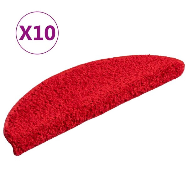 vidaXL Tapis d'escalier 10 Pièces 56x17x3 cm Rouge