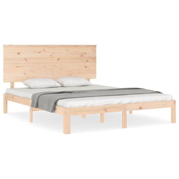 vidaXL Cadre de lit avec tête de lit 160x200 cm bois massif