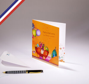 Carte double comme un rêve créée et imprimée en france sur papier certifié pefc - félicitations aux heureux parents !