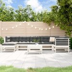 vidaXL Salon de jardin 8 Pièces avec coussins blanc bois massif