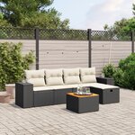vidaXL Salon de jardin 6 Pièces avec coussins noir résine tressée
