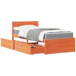 vidaXL Lit avec tiroirs/matelas cire marron 90x190 cm bois massif pin