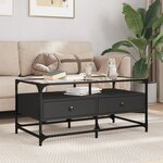 vidaXL Table basse avec dessus en verre noir 98 5x50x45 cm acier