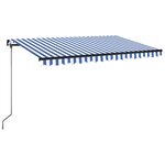 vidaXL Auvent manuel rétractable avec LED 450x350 cm Bleu et blanc