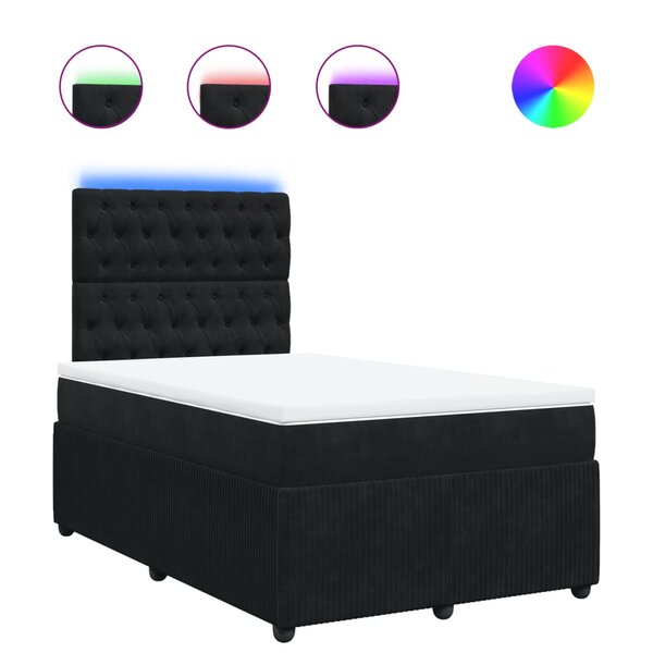 vidaXL Sommier à lattes de lit avec matelas Noir 120x200 cm Velours