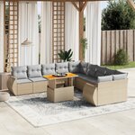 vidaXL Salon de jardin 11 Pièces avec coussins beige résine tressée