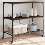 vidaXL Chariot de cuisine chêne marron 100x50x95 cm bois d'ingénierie