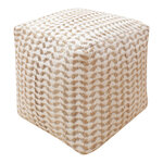 Pouf cubique tissé à la main marron clair et blanc 40 x 40 cm