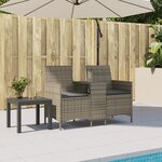 vidaXL Canapé de jardin 2 places avec table et coussins résine tressée