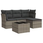 vidaXL Salon de jardin 5 Pièces avec coussins gris résine tressée