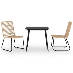 vidaXL Ensemble à manger d'extérieur 3 Pièces résine tressée et verre