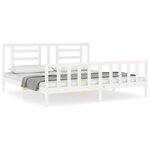 vidaXL Cadre de lit avec tête de lit blanc Super King Size bois massif