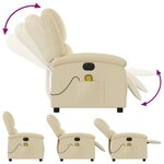 vidaXL Fauteuil inclinable de massage électrique crème tissu