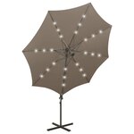 vidaXL Parasol déporté avec mât et lumières LED Taupe 300 cm