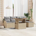 Ensemble de Canapés de Jardin de 6 Pièces avec Coussins Beige en Rotin Poly Acacia